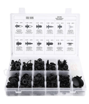 Kit Clip Per Paraurti Auto 240 Pz 12 Dimensioni Assortiti Fissaggio Per Rivetti         