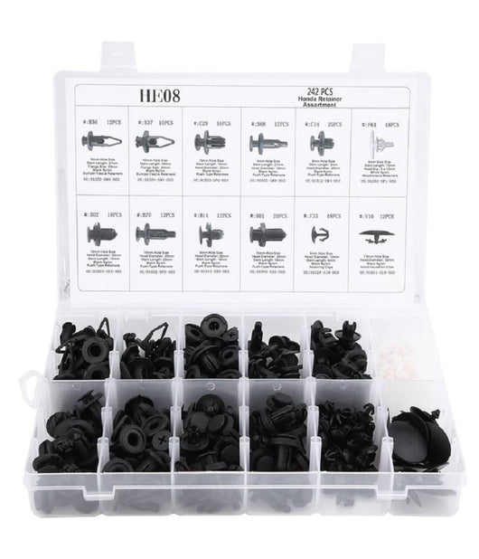 Kit Clip Per Paraurti Auto 240 Pz 12 Dimensioni Assortiti Fissaggio Per Rivetti         