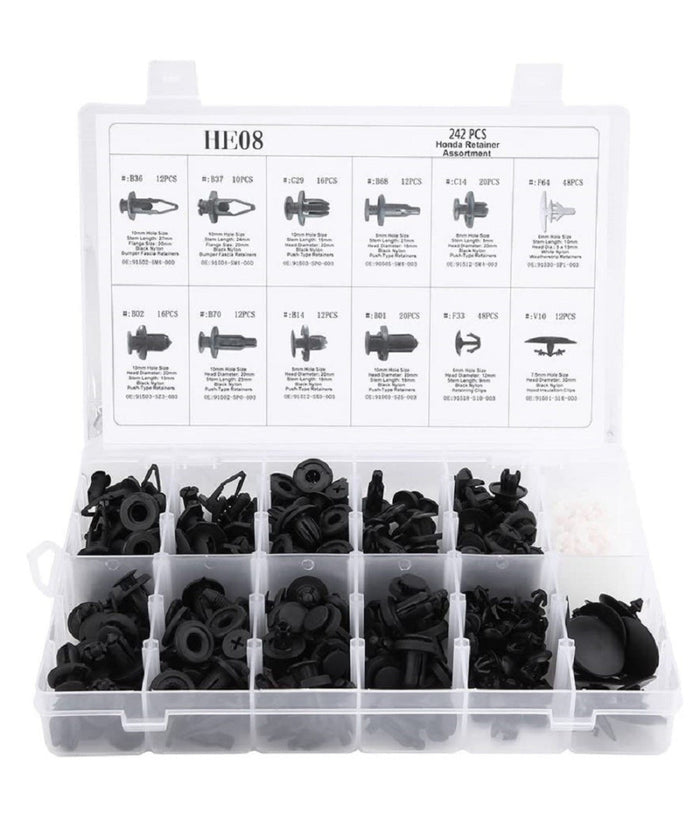 Kit Clip Per Paraurti Auto 240 Pz 12 Dimensioni Assortiti Fissaggio Per Rivetti         