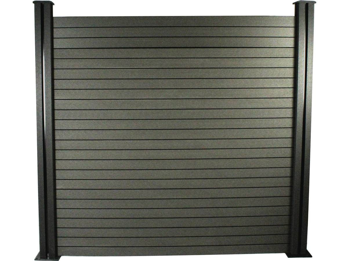 Kit recinzione di 8m in composito - Kit di fissaggio offerto - Grigio scuro