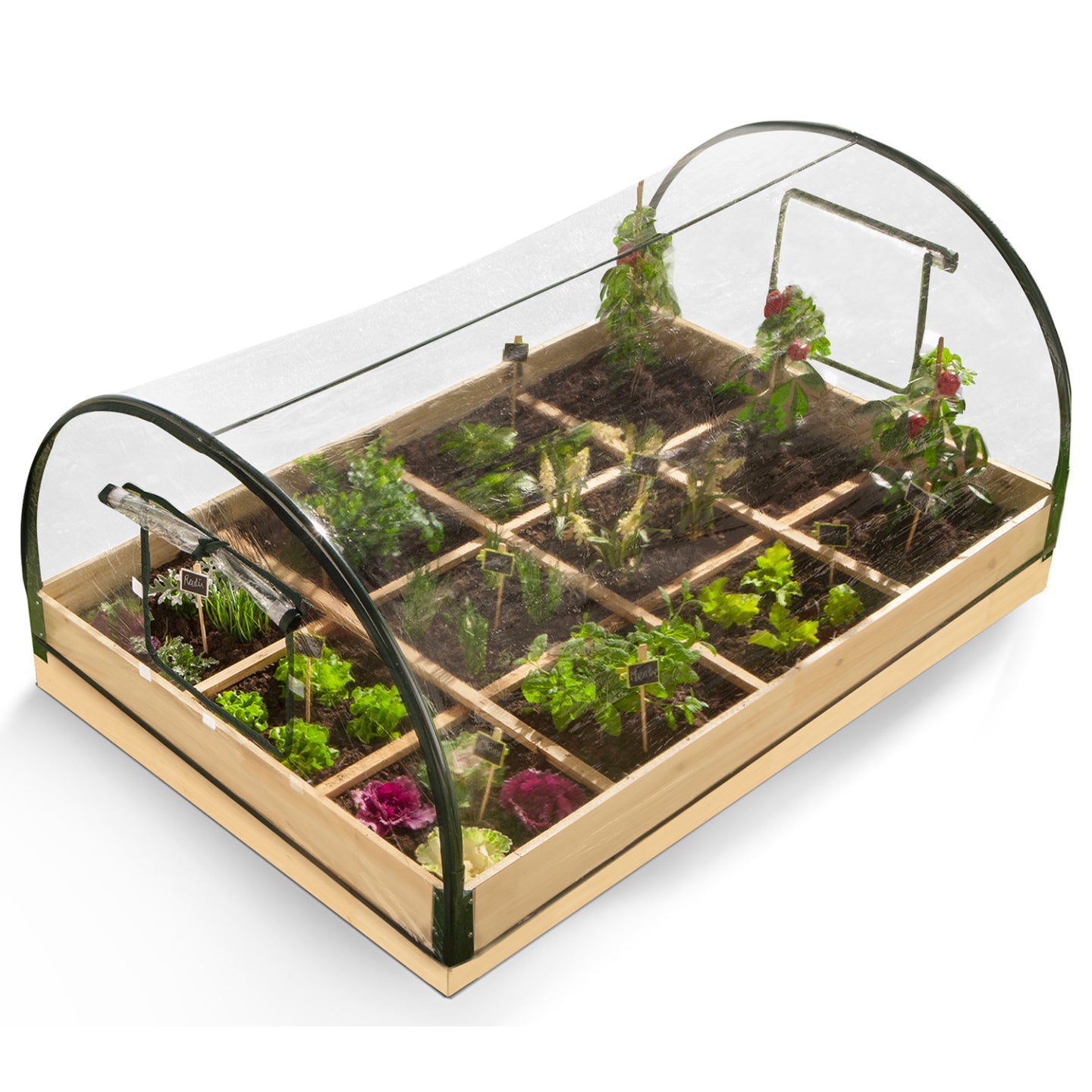 IDMarket - Kit completo di 3 vasche modulari per orto e serra di pomodori + traliccio + copertura