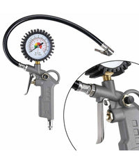 Kit Compressore Doppia Pistola Soffiaggio Aria Compressa Tubo 5mt Manometro 3pz         