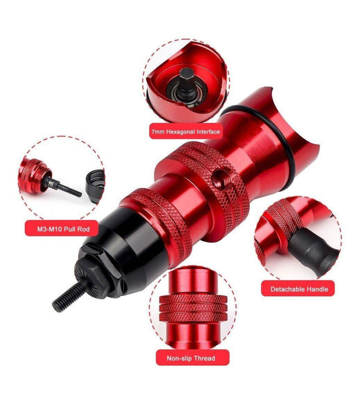 Kit Conversione Da Trapano A Rivettatrice Inserti Rivetti Filettati M3-m10 07445         