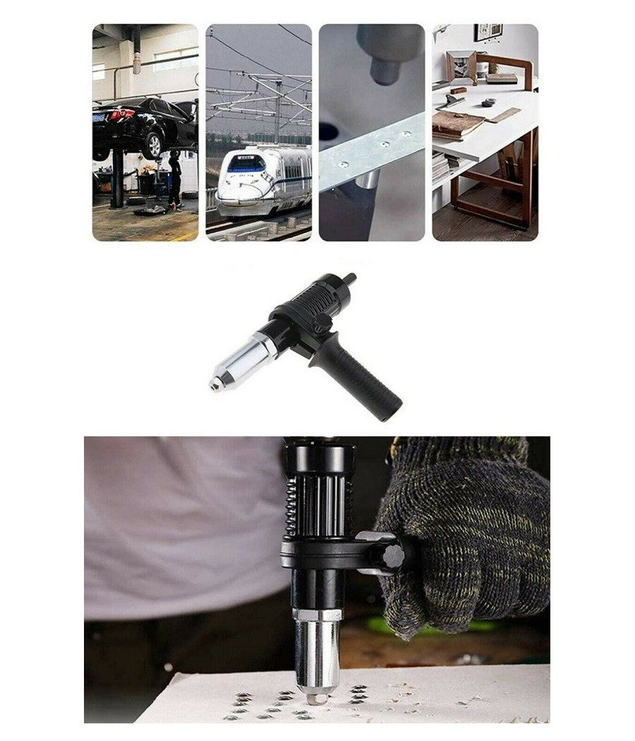 Kit Conversione Da Trapano Avvitatore A Rivettatrice Con Impugnatura Testine         