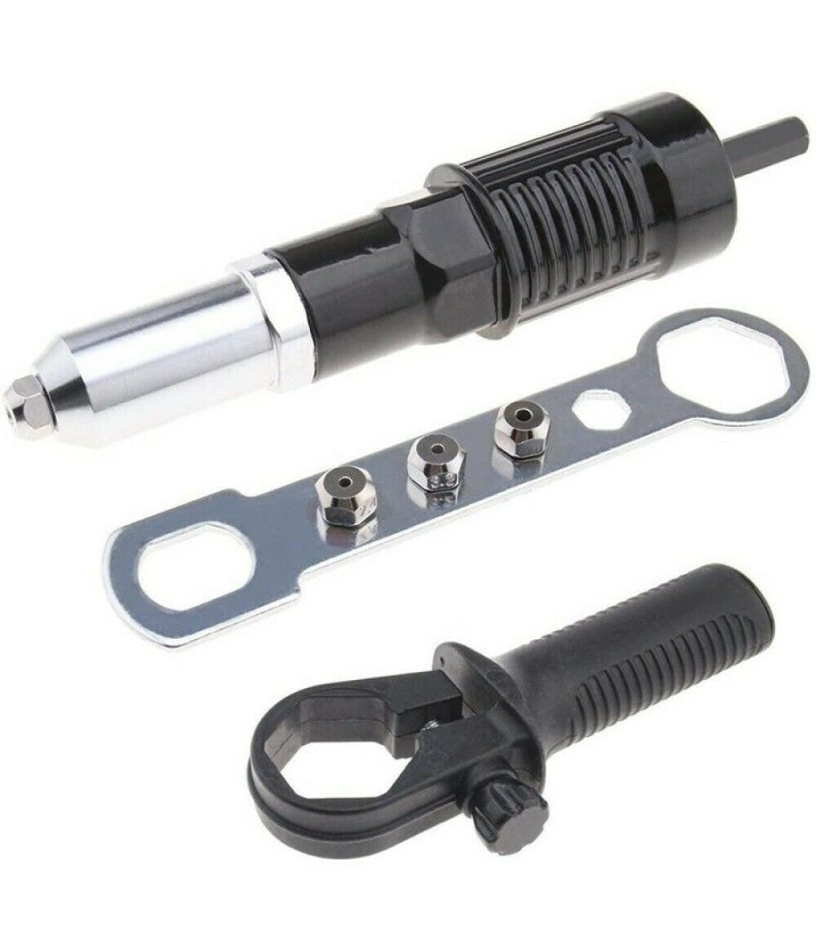 Kit Conversione Da Trapano Avvitatore A Rivettatrice Con Impugnatura Testine         