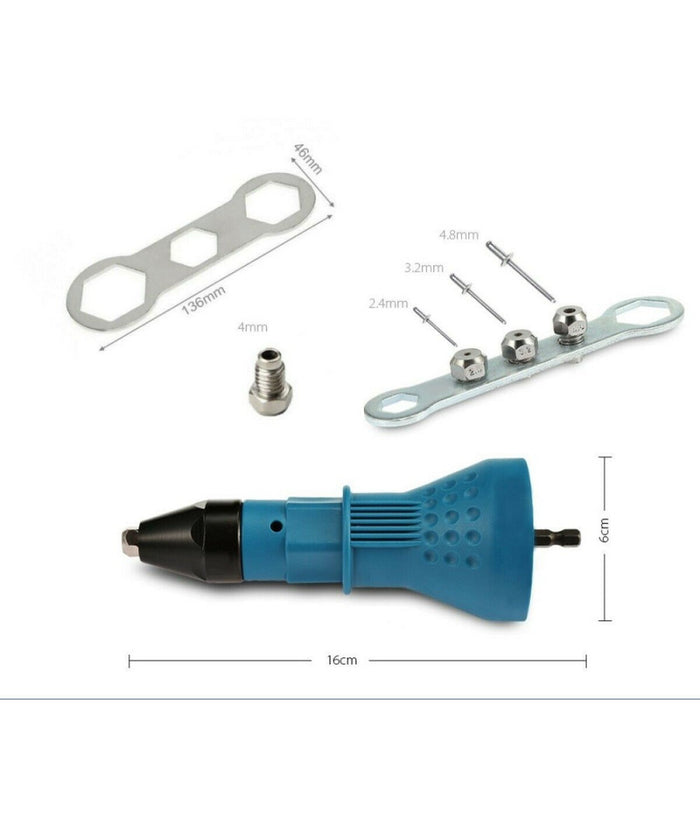 Kit Conversione Da Trapano Avvitatore A Rivettatrice Testine Da 2.4 3.2 4.0 4.8         