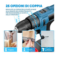 Trade Shop - Kit Da 100 Pezzi Completo Di Attrezzi Con Trapano Avvitatore A Batteria Valigietta         