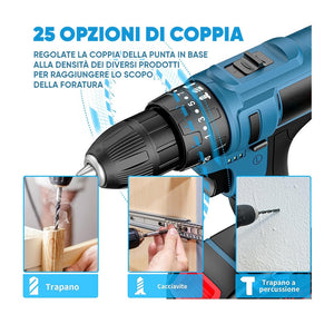 Trade Shop - Kit Da 100 Pezzi Completo Di Attrezzi Con Trapano Avvitatore A Batteria Valigietta         