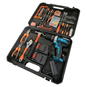 Trade Shop - Kit Da 100 Pezzi Completo Di Attrezzi Con Trapano Avvitatore A Batteria Valigietta         