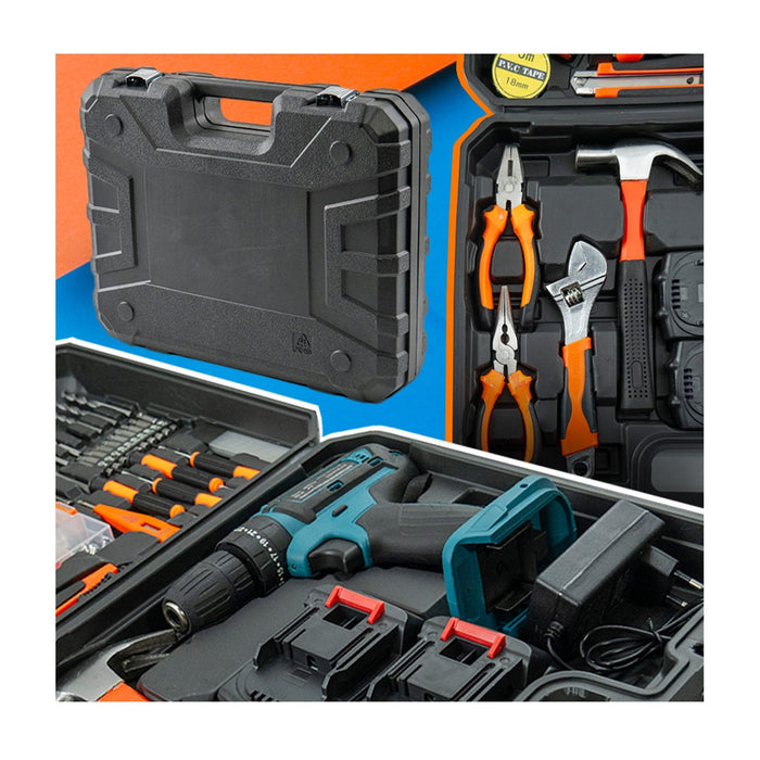 Trade Shop - Kit Da 100 Pezzi Completo Di Attrezzi Con Trapano Avvitatore A Batteria Valigietta         