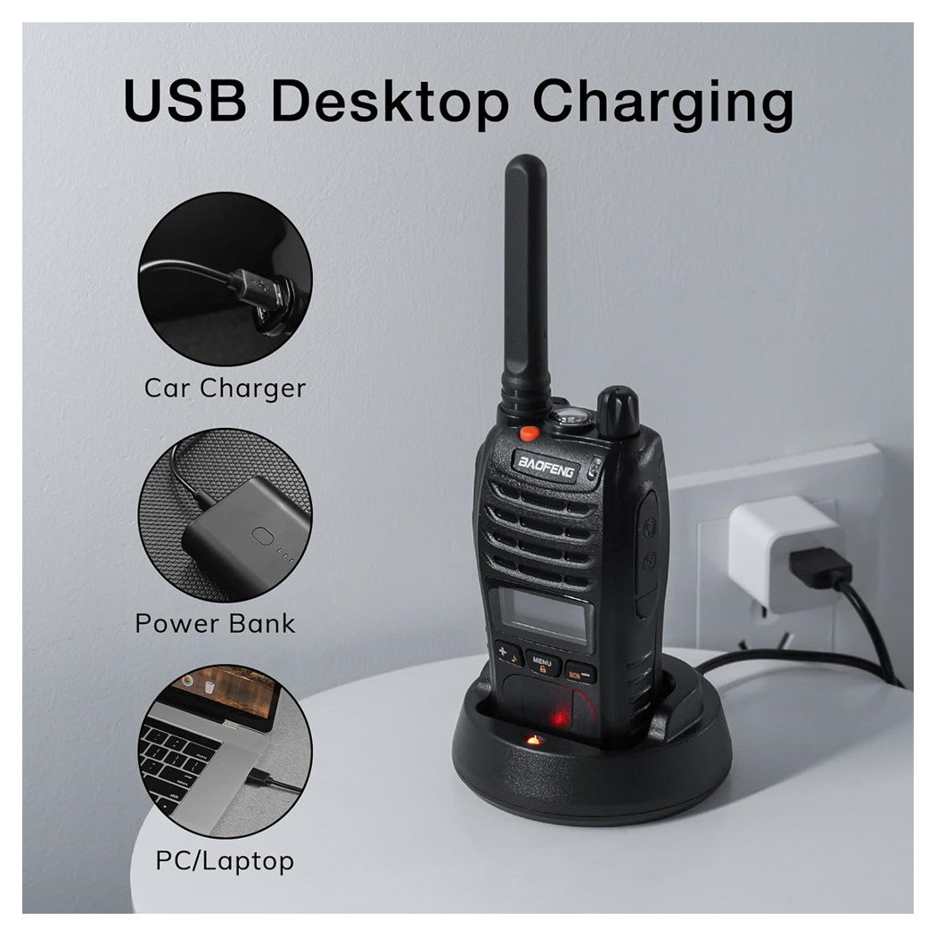 Trade Shop - Kit Da 2pz Walkie-talkie Ricaricabile Bf-88st Pro Pmr446 Con Ampia Portata Auricolari         