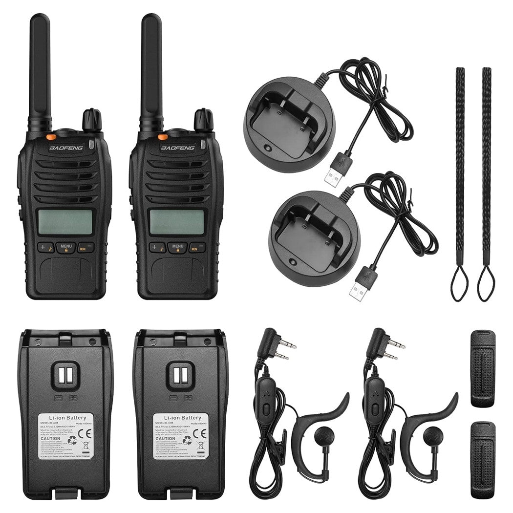 Trade Shop - Kit Da 2pz Walkie-talkie Ricaricabile Bf-88st Pro Pmr446 Con Ampia Portata Auricolari         