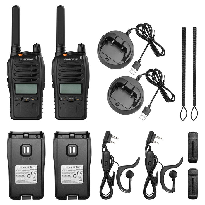 Trade Shop - Kit Da 2pz Walkie-talkie Ricaricabile Bf-88st Pro Pmr446 Con Ampia Portata Auricolari         