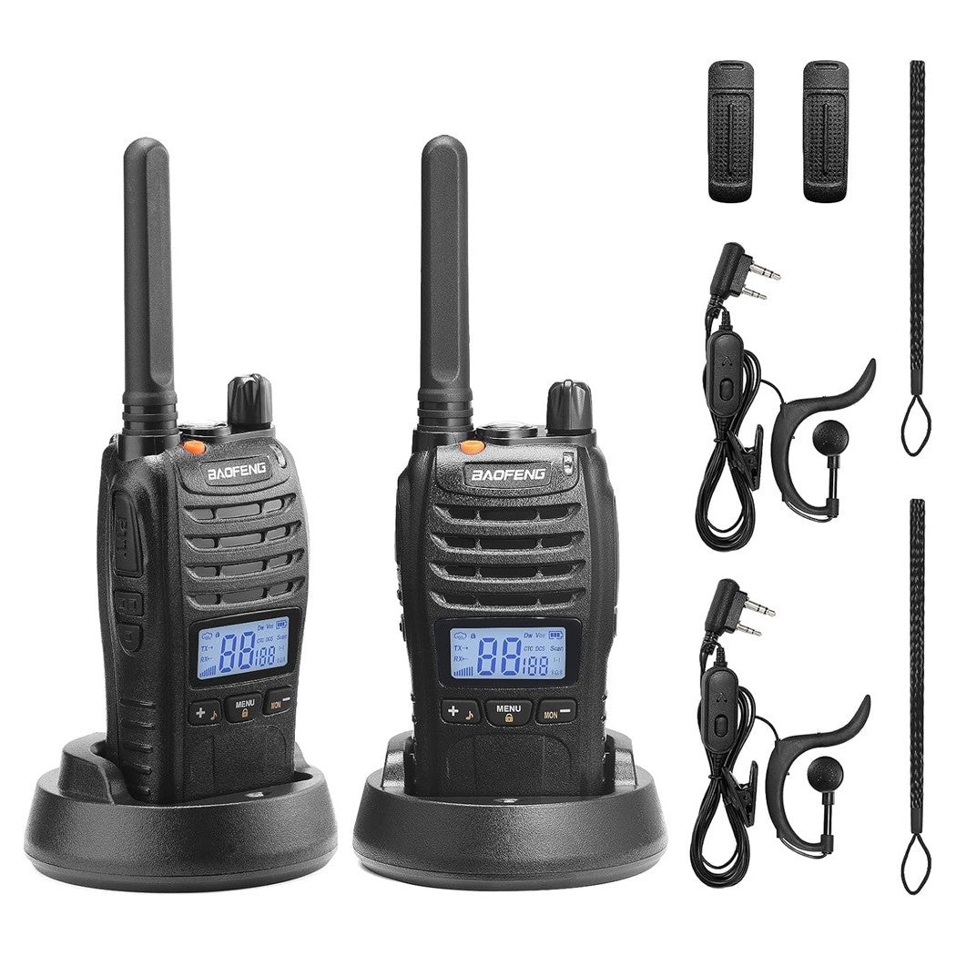 Trade Shop - Kit Da 2pz Walkie-talkie Ricaricabile Bf-88st Pro Pmr446 Con Ampia Portata Auricolari         