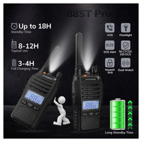 Trade Shop - Kit Da 2pz Walkie-talkie Ricaricabile Bf-88st Pro Pmr446 Con Ampia Portata Auricolari         