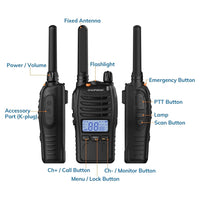 Trade Shop - Kit Da 2pz Walkie-talkie Ricaricabile Bf-88st Pro Pmr446 Con Ampia Portata Auricolari         