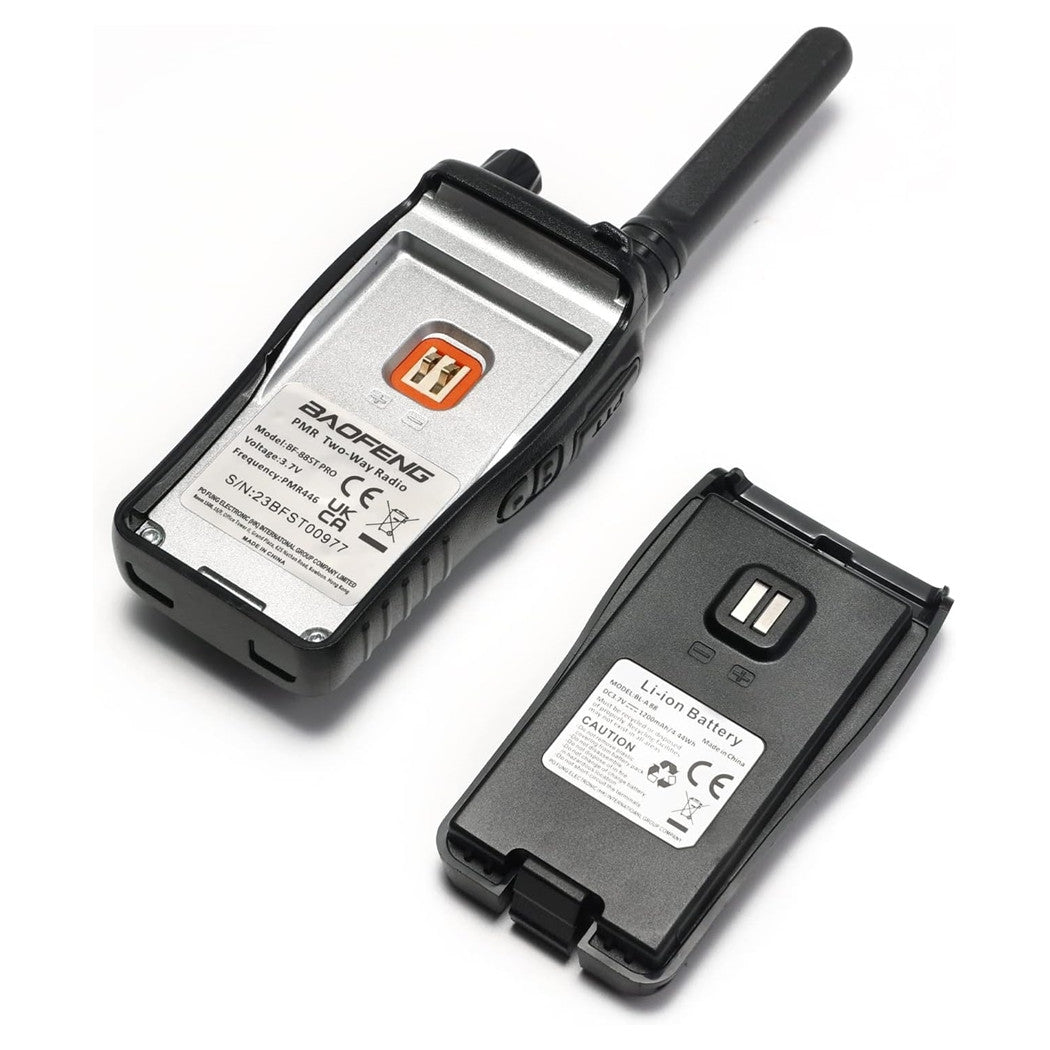 Trade Shop - Kit Da 2pz Walkie-talkie Ricaricabile Bf-88st Pro Pmr446 Con Ampia Portata Auricolari         
