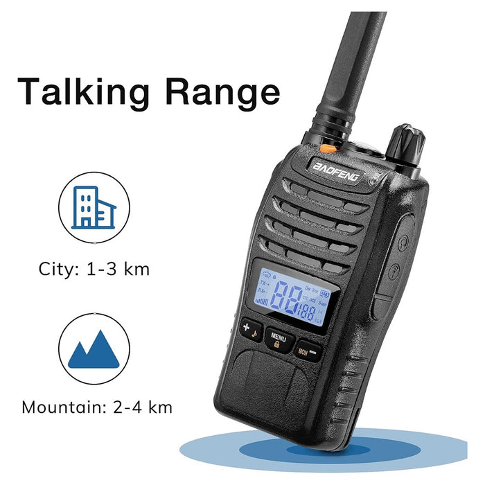 Trade Shop - Kit Da 2pz Walkie-talkie Ricaricabile Bf-88st Pro Pmr446 Con Ampia Portata Auricolari         
