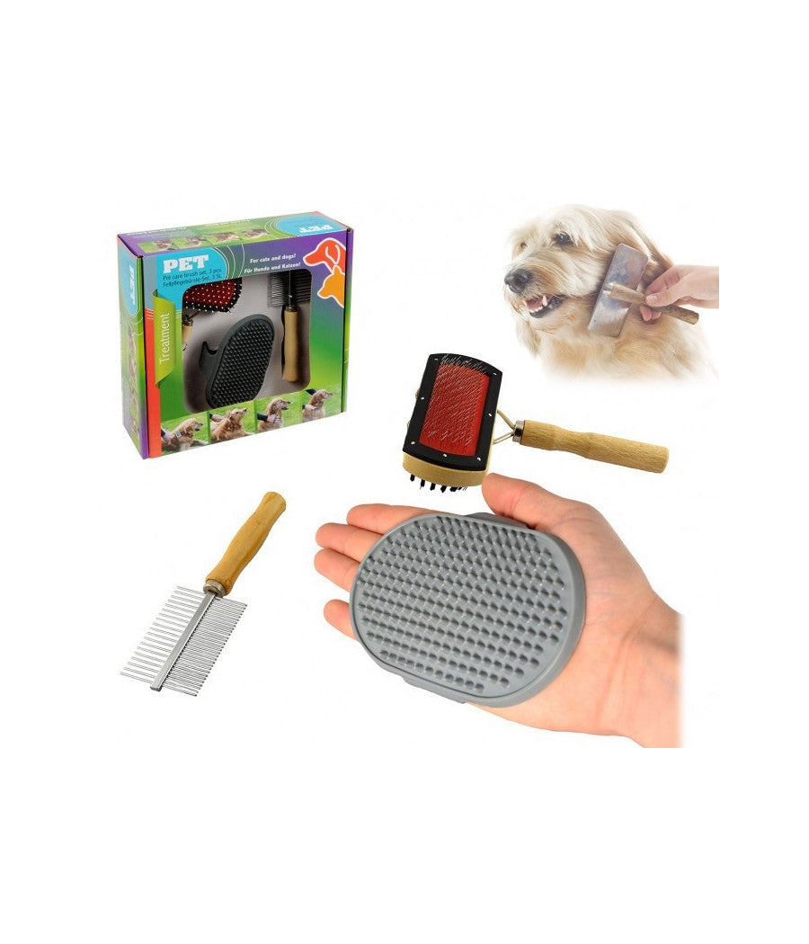 Kit Delle Coccole 3 Pz Di Spazzole Per La Pulizia E La Cura Del Cane         