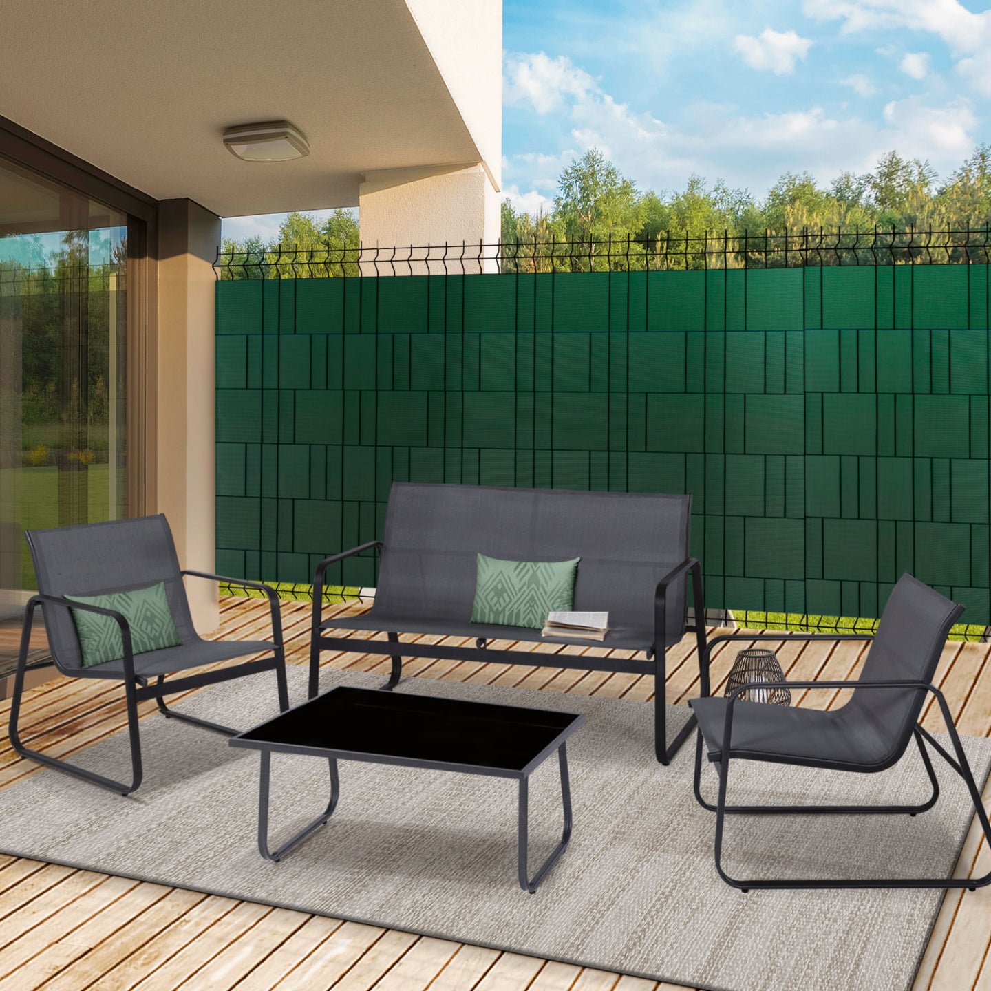 IDMarket - Kit di 35 M di stecche orizzontali in PVC flessibile verde per oscuramento