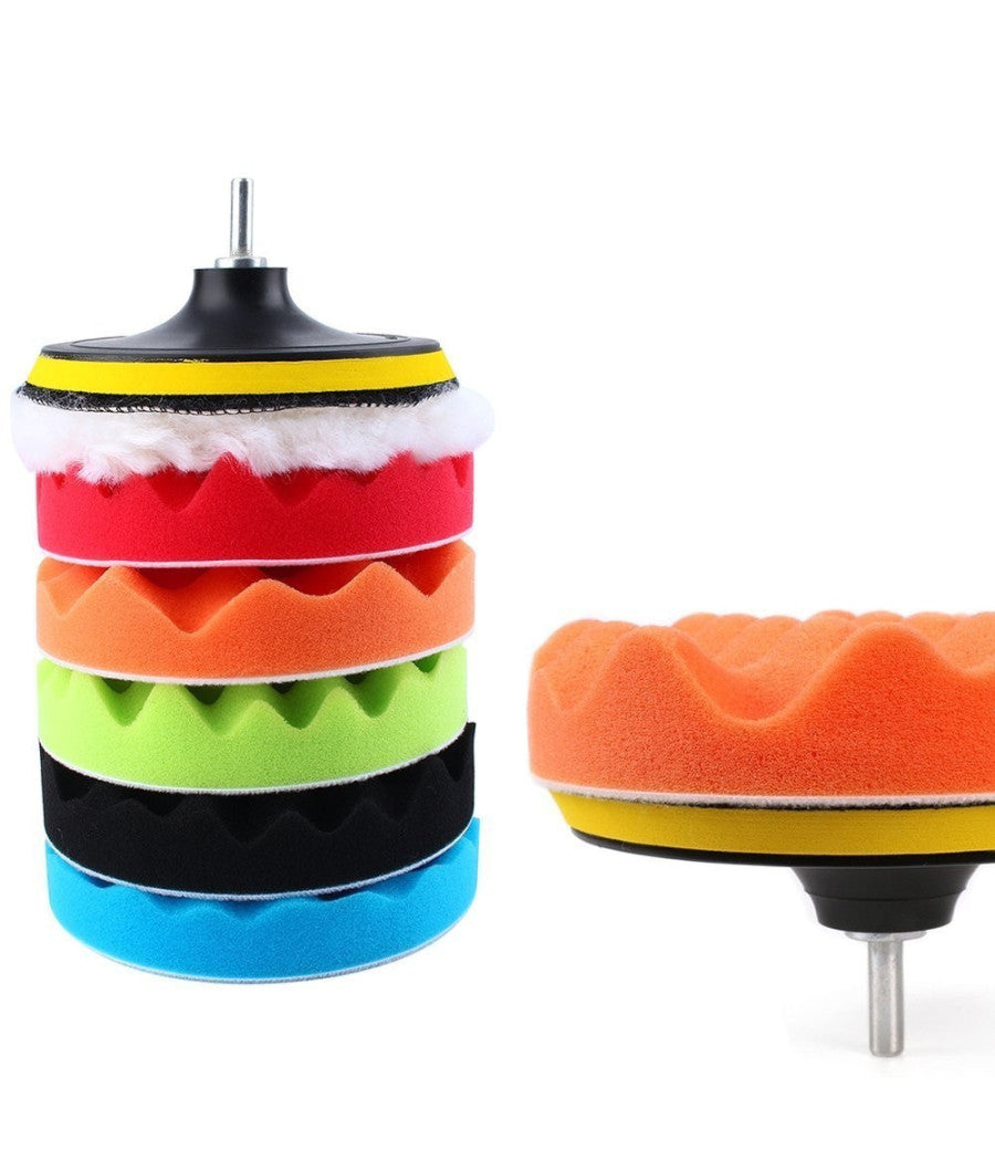 Kit Di 6 Spugne Disco Velcro Lucidante Con Adattatore Per Lucidatura Auto 3 5 6"     -diametro 3"   -