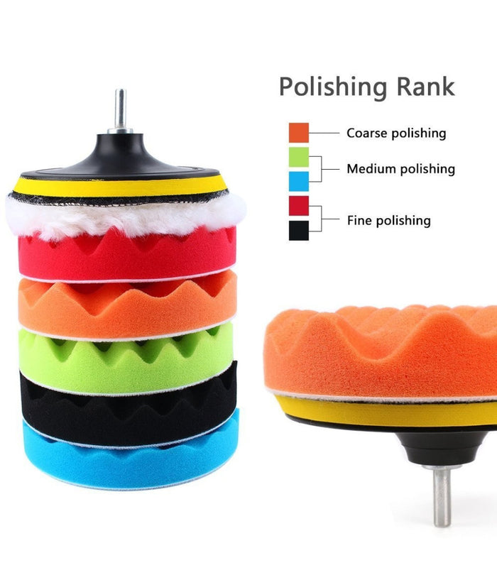 Kit Di 6 Spugne Disco Velcro Lucidante Con Adattatore Per Lucidatura Auto 3 5 6"     -diametro 5"   -