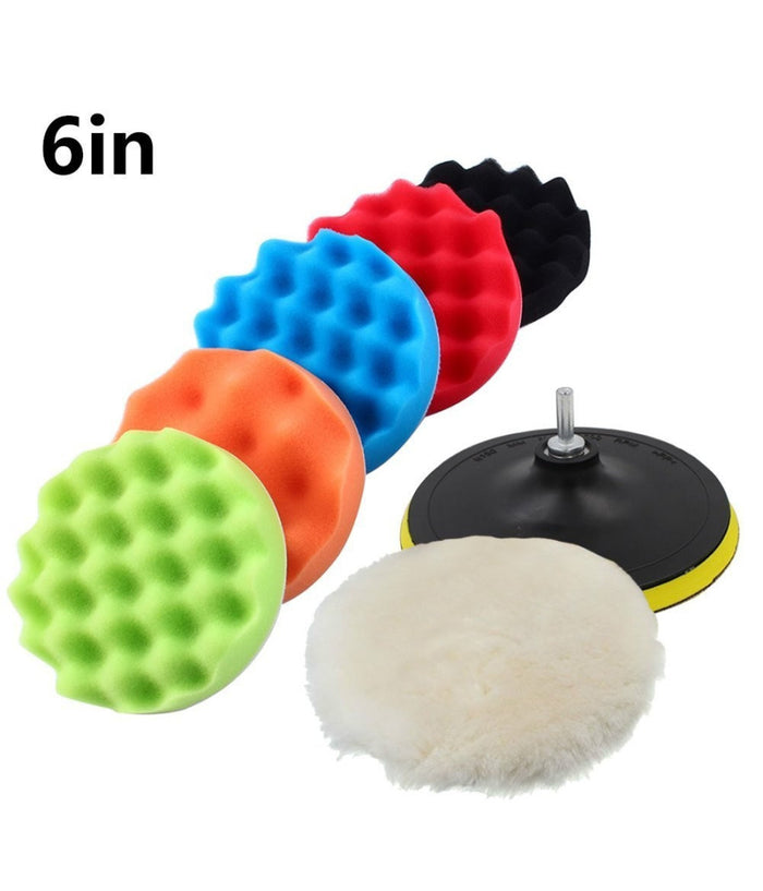 Kit Di 6 Spugne Disco Velcro Lucidante Con Adattatore Per Lucidatura Auto 3 5 6"     -diametro 6"   -