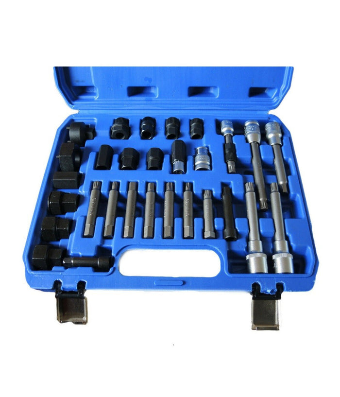 Kit Di Chiavi 30 Pezzi Per Smontaggio Puleggia E Alternatore Motore Auto         