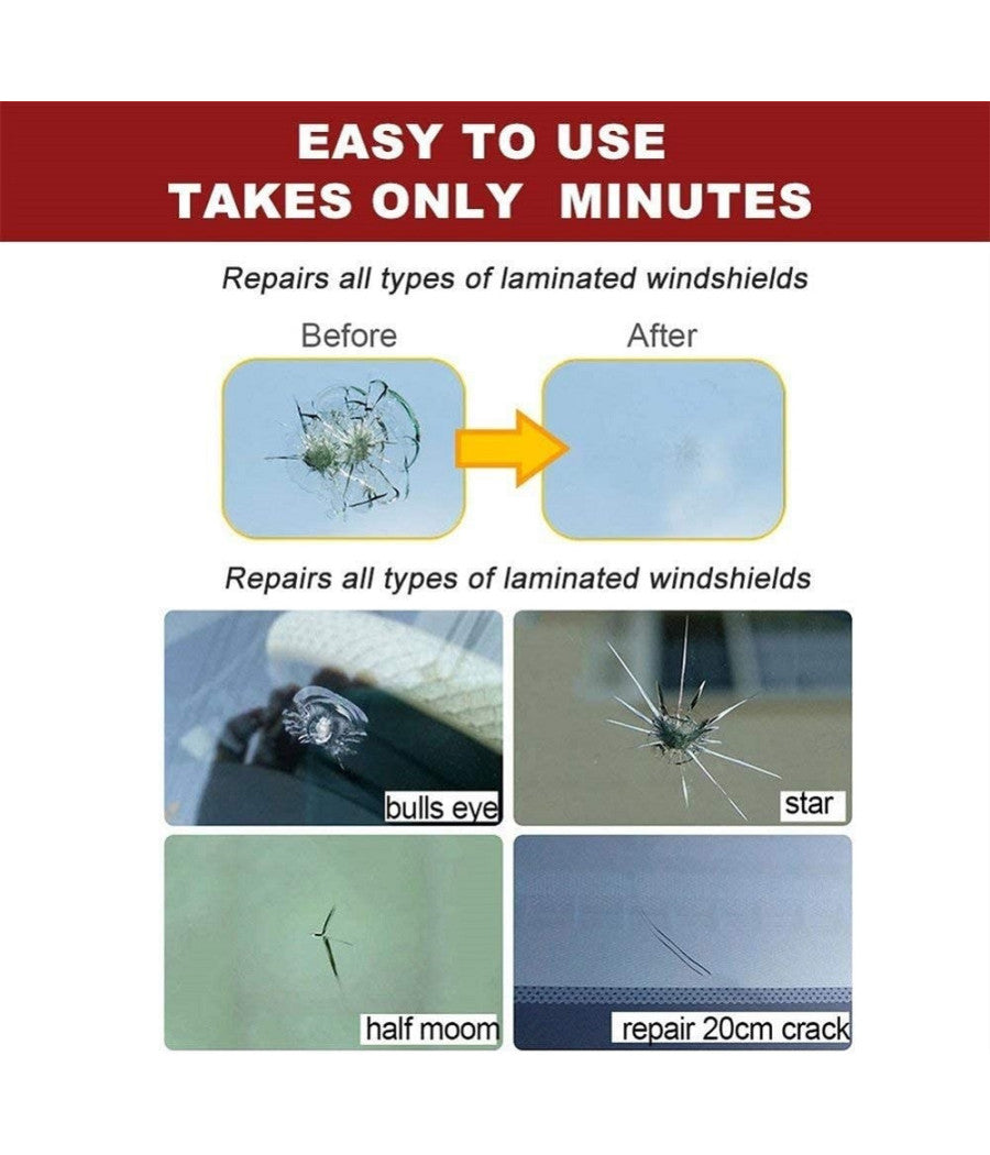 Kit Di Riparazione Parabrezza Per Auto Set Strumenti Fai Da Te Vetro Con Resina         