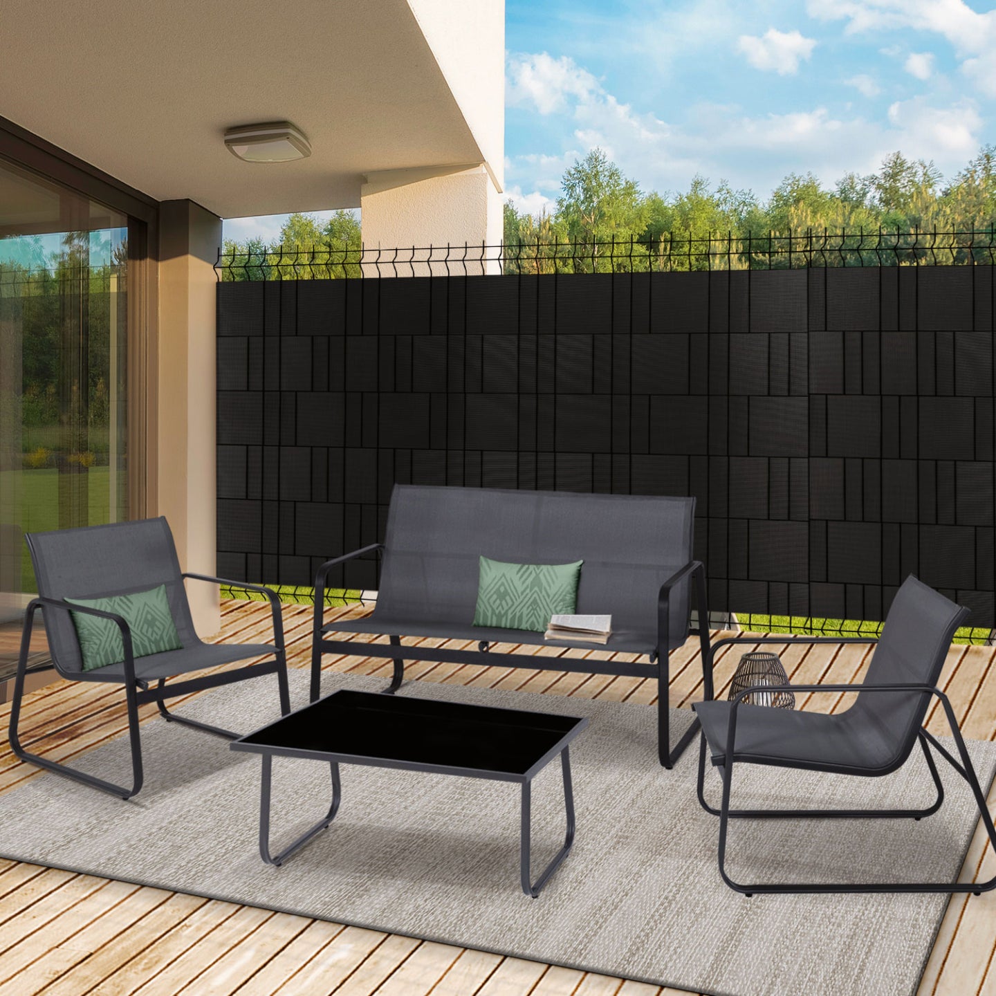 IDMarket - Kit di stecche orizzontali nere flessibili in PVC 35 M