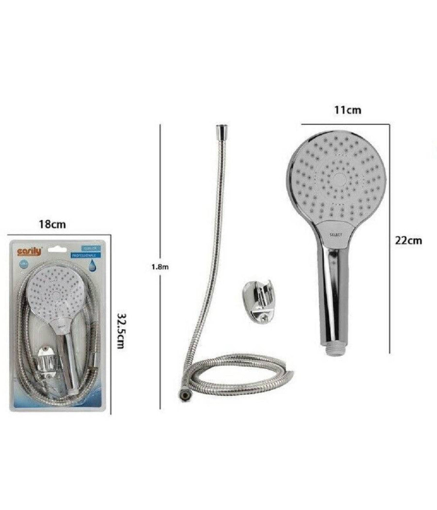 Trade Shop - Kit Doccetta 69330 Doccino Soffione Bagno Doccia Tasto Select Laccio 1,8mt Staffa -