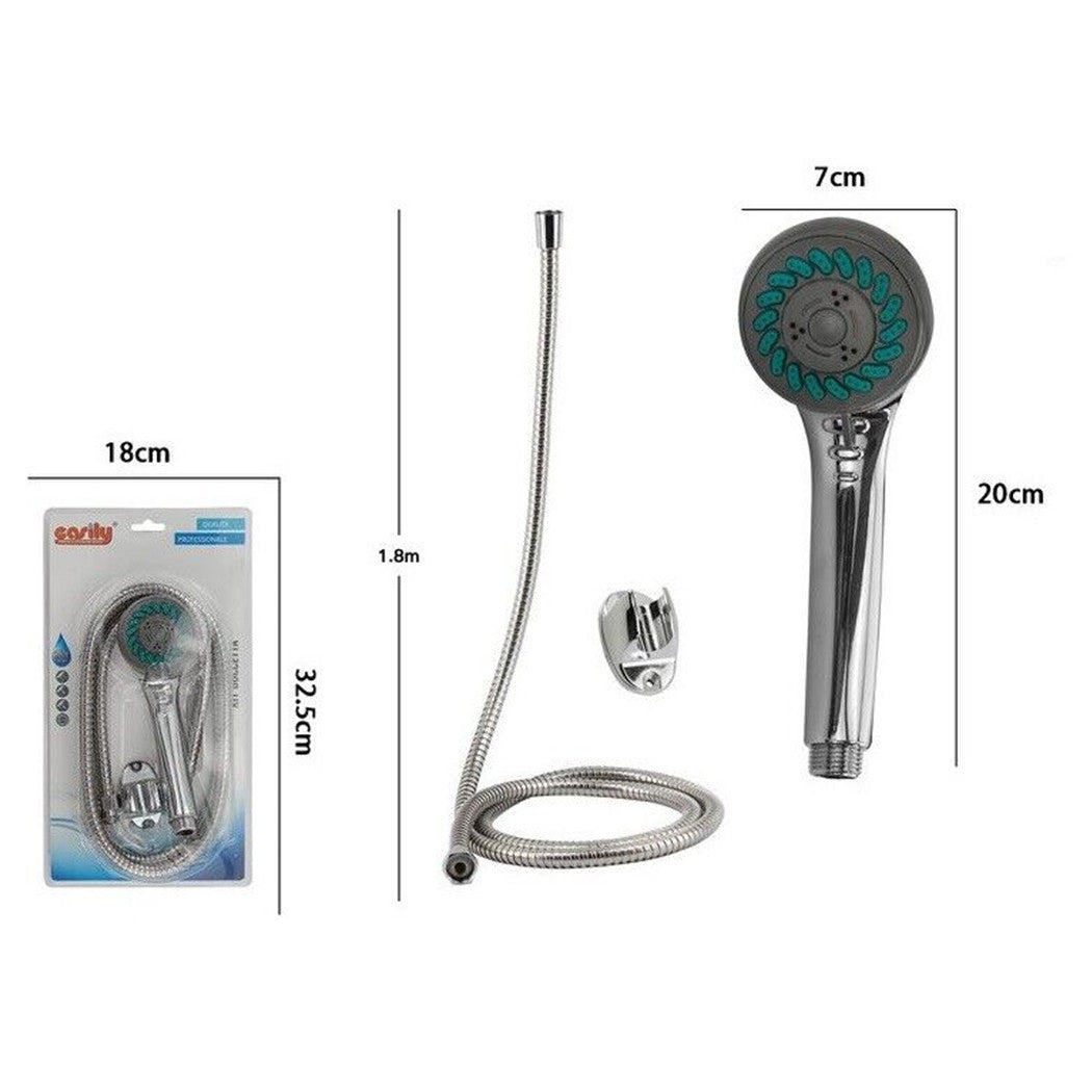 Trade Shop - Kit Doccetta Bagno Doccino Soffione Doccia Multigetto Con Laccio 1,8mt Staffa 69051         