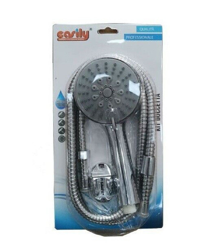 Trade Shop - Kit Doccetta Bagno Doccino Tondo Soffione Doccia Con Laccio 1,8mt Staffa 69043 -