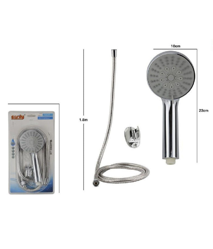 Trade Shop - Kit Doccetta Bagno Doccino Tondo Soffione Doccia Con Laccio 1,8mt Staffa 69043 -