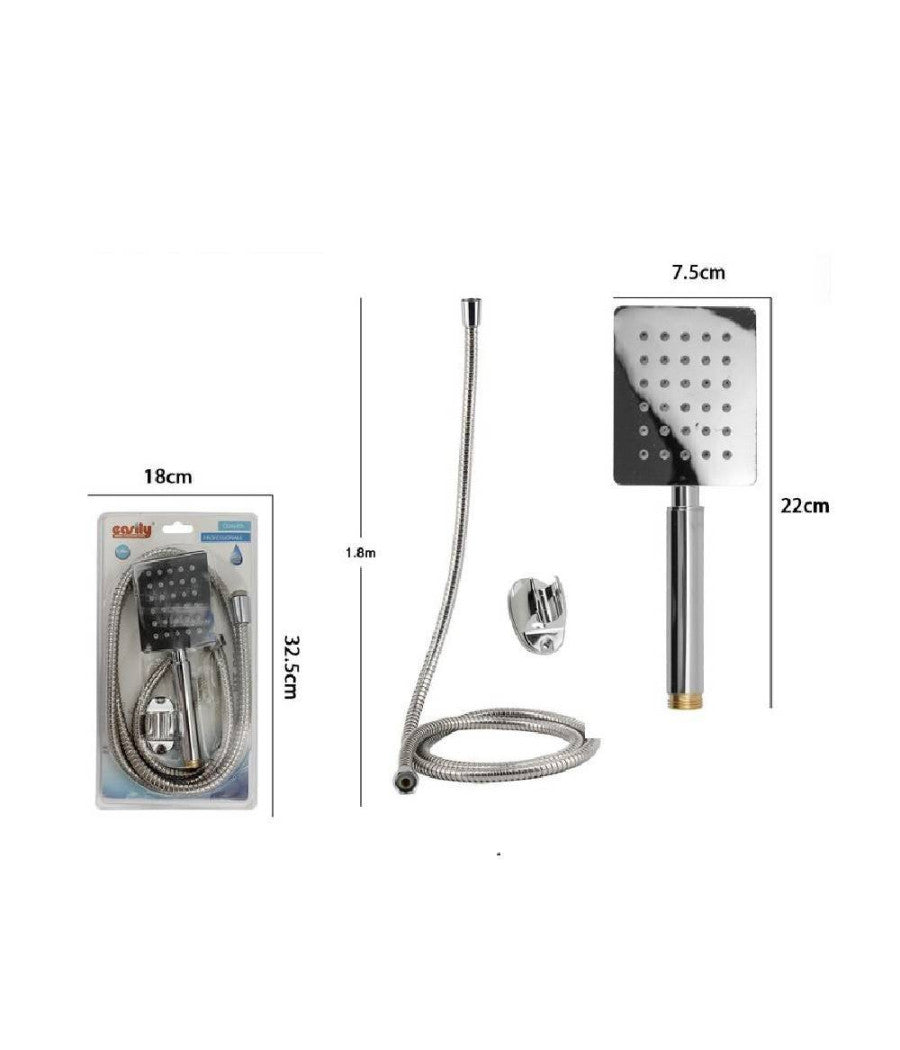 Kit Doccetta Doccino Soffione Bagno Doccia Rettangolare Laccio 1,8mt 69336 Staffa         