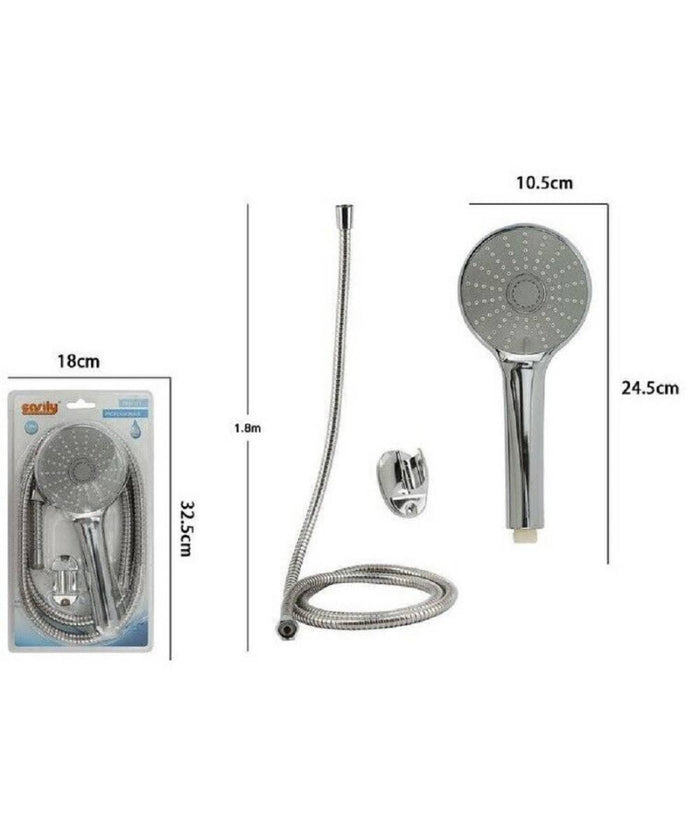 Trade Shop - Kit Doccetta Doccino Soffione Bagno Doccia Tonda Laccio 1,8 Metri Staffa 69318 -