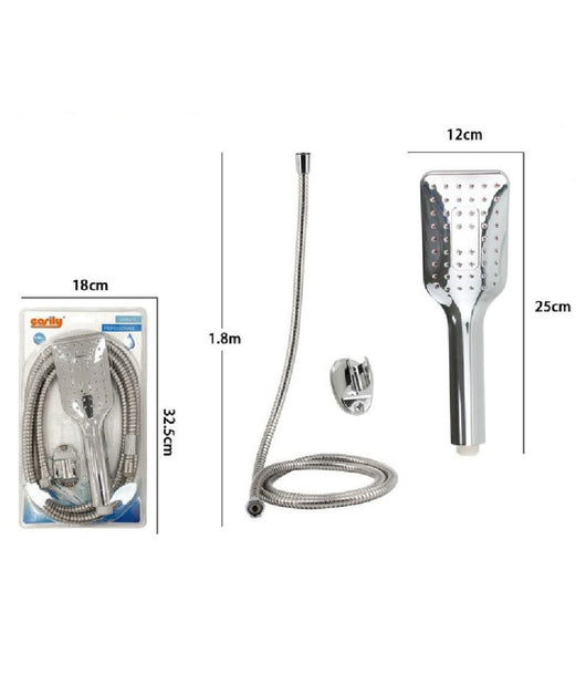 Kit Doccetta Doccino Soffione Rettangolare Doccia Bagno 59231 Laccio 1,8mt Staffa         