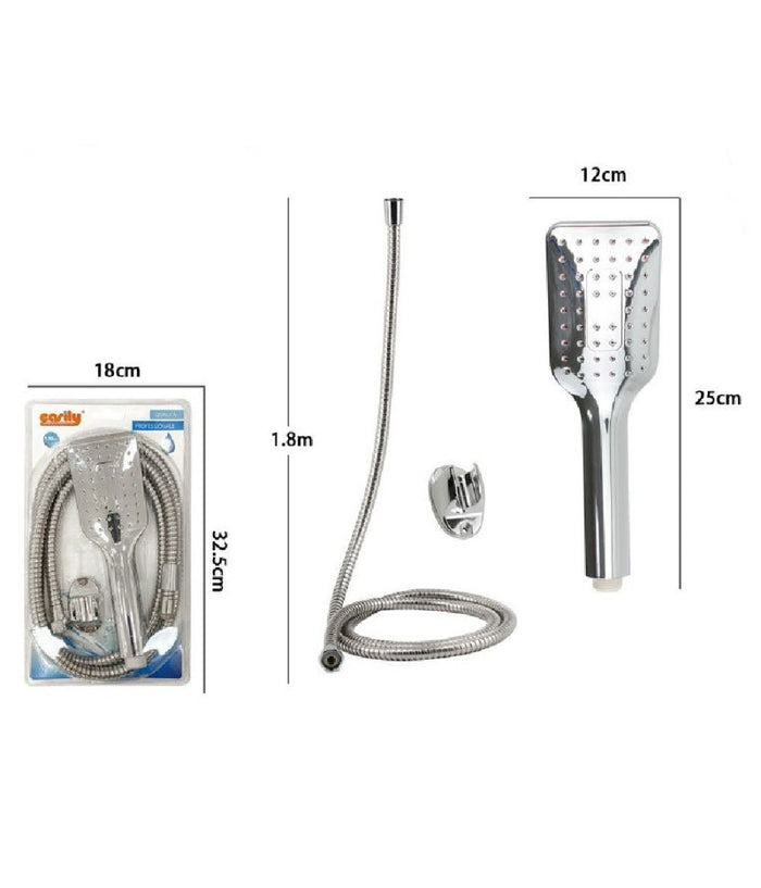 Kit Doccetta Doccino Soffione Rettangolare Doccia Bagno 59231 Laccio 1,8mt Staffa         