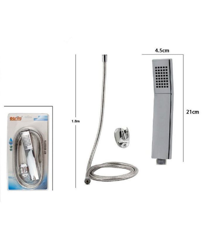 Kit Doccetta Doccino Soffione Rettangolare Doccia Bagno 69088 Laccio 1,8mt Staffa         