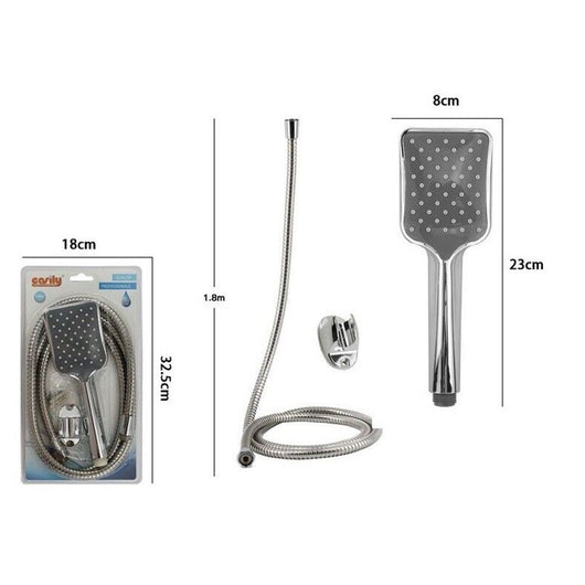 Trade Shop - Kit Doccetta Doccino Soffione Rettangolare Doccia Bagno Con Laccio 1,8mt Staffa 69314         