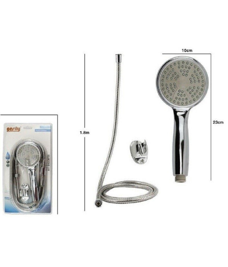 Kit Doccetta Doccino Tondo Soffione Doccia Con Laccio 1,8mt Staffa 69061 Bagno         