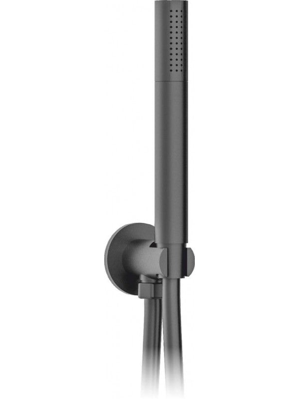 Kit Doccetta e supportoÊ Tonda con Presa d'Acqua Nero Opaco