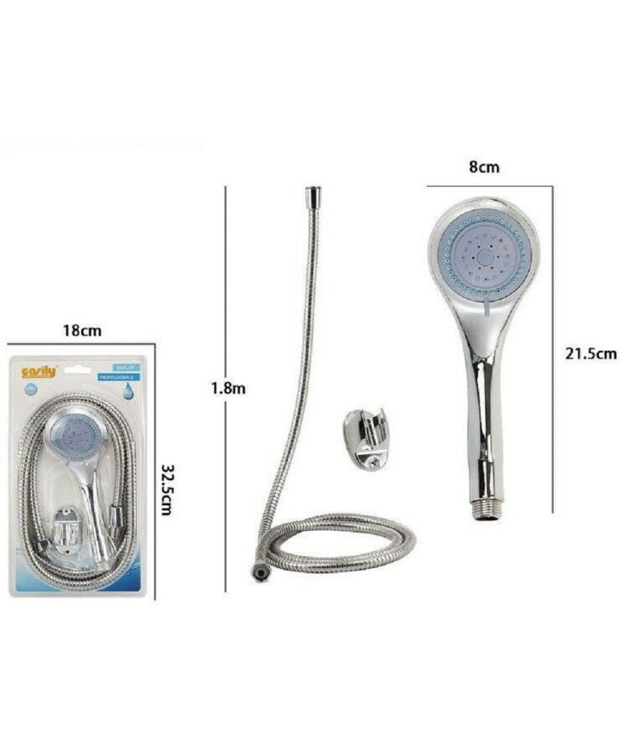 Kit Doccetta Rotonda Doccino Soffione Doccia Con Laccio 1,8mt Staffa Bagno 59177         