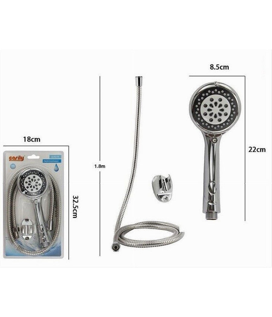 Kit Doccetta Rotonda Doccino Soffione Doccia Con Laccio 1,8mt Staffa Bagno 69300         