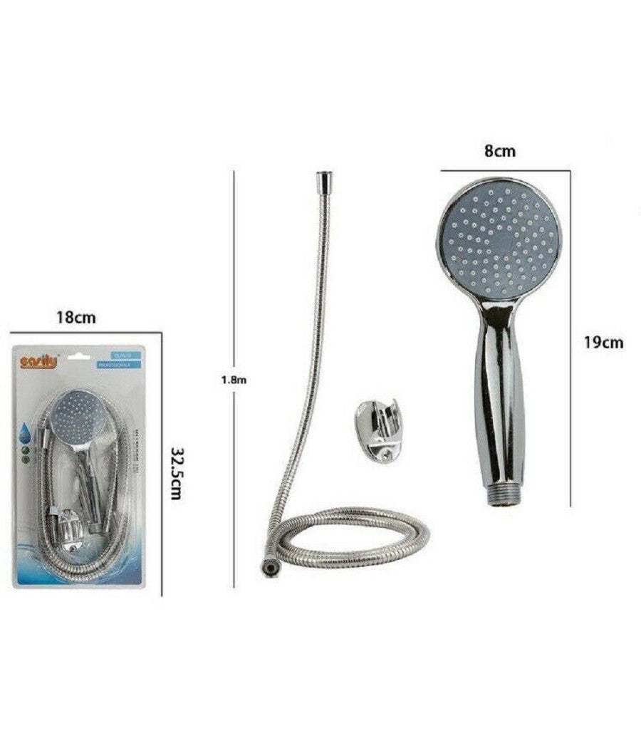 Kit Doccetta Tonda Doccino Bagno Soffione Doccia Con Laccio 1,8mt Staffa 69114         