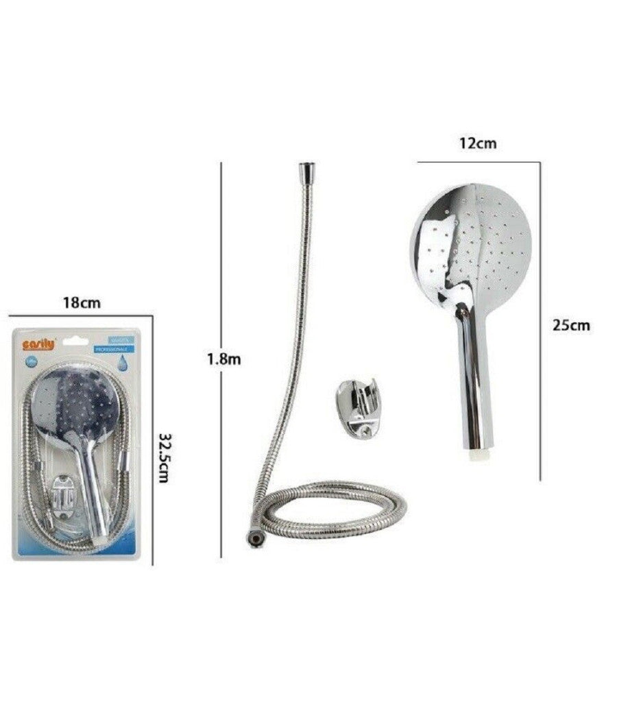 Kit Doccetta Tonda Doccino Soffione Doccia Con Laccio 1,8 Mt Staffa Bagno 59228         