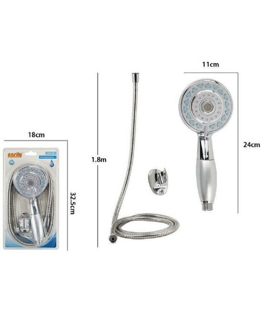 Kit Doccetta Tonda Doccino Soffione Doccia Con Laccio 1,8mt Staffa 59219 Bagno         