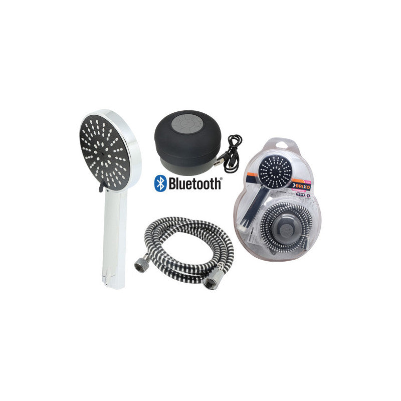 Kit doccia Brixo Music Shower cromo – speaker Bluetooth & flessibile