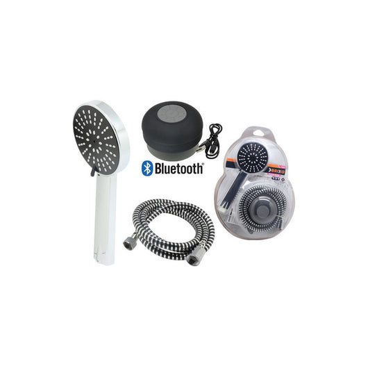 Kit doccia Brixo Music Shower cromo – speaker Bluetooth & flessibile