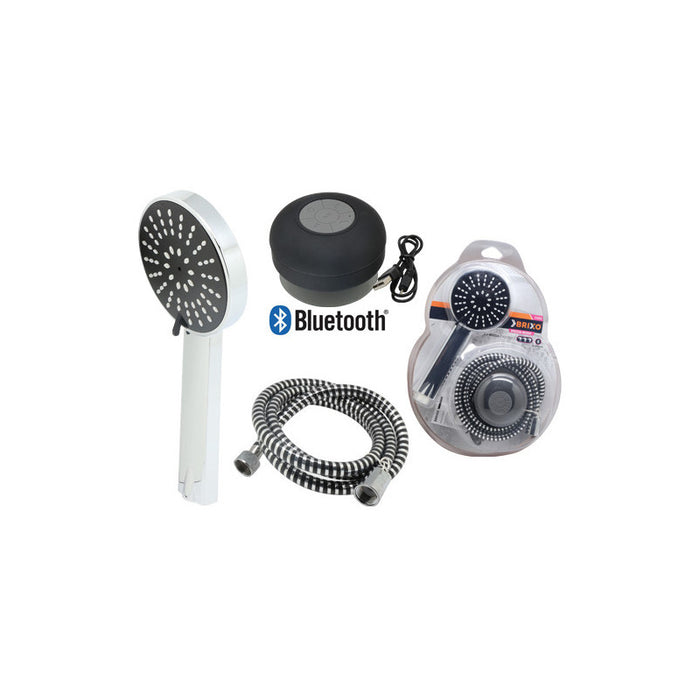 Kit doccia Brixo Music Shower cromo – speaker Bluetooth & flessibile